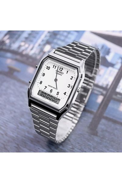 Casio ساعة كلاسيكية تناظرية رقمية مزدوجة العرض Aq-230a-7bmq