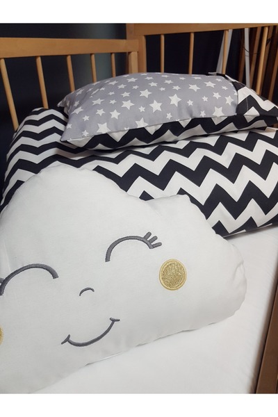 Baby Clime Baby Crib Sleeping Set - 95X135 Quilt with Cloud Pillow, White Sheet, Pillow