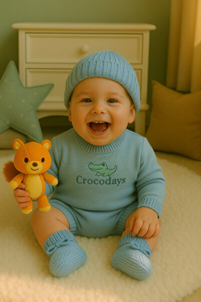 DAPWEAR'S KIDS Özel Üretim Kurdele'li Triko Bebek (Yenidoğan) Patik