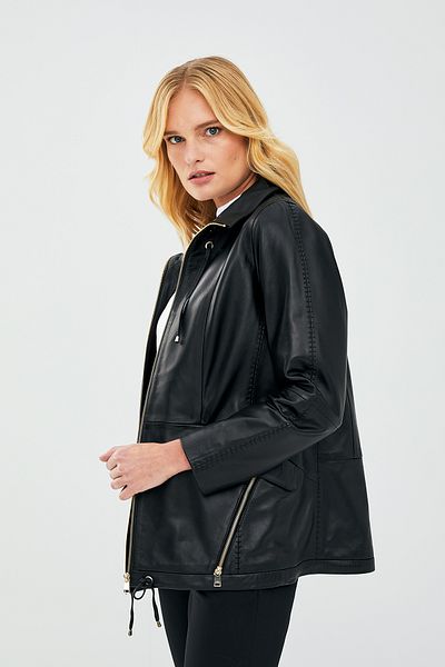 Derimod Nancy Women's Black Oversize Leather Jacket