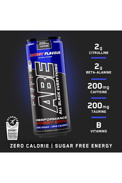 applied nutrition مشروب آبي قبل التمرين، مشروب طاقة عالي الأداء، بنكهة الطاقة، (عبوة من 12 علبة × 330 مل)