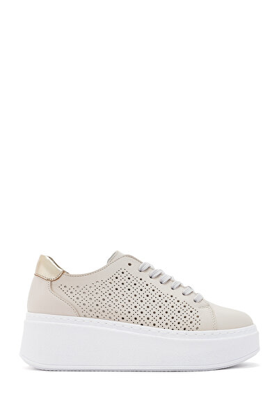 Derimod Μπεζ Δερμάτινο Sneaker - Χοντρή σόλα και κορδόνια 24sfd 370726