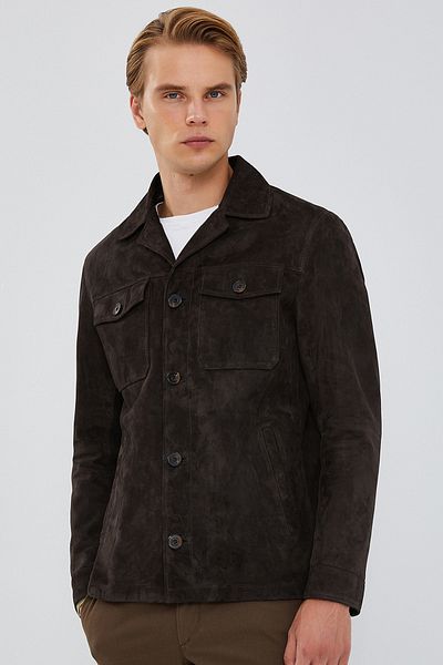 Derimod Men's Suede Blazer Jacket - Brown, Leather, Icardi 23wgd650710