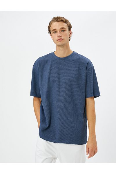 Koton Κοντό μανίκι Basic T-Shirt Crew Neck με υφή