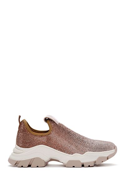 Derimod Beige Women's Sneakers - Thick Sole and Stone Detail 24sfd43256f