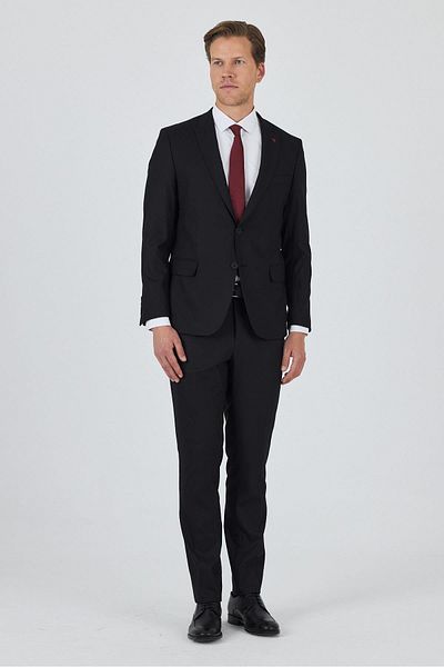 İmza Black Sword Collar Lined Double Slit Stretchy 6 Drop Slim Fit Classic Suit 1001250162