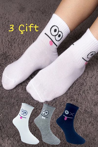 Esinti Women's Men's Socks Children's Socks Long Sports Socks Patterned Socket Socks Colorful Socks 3 Pieces
