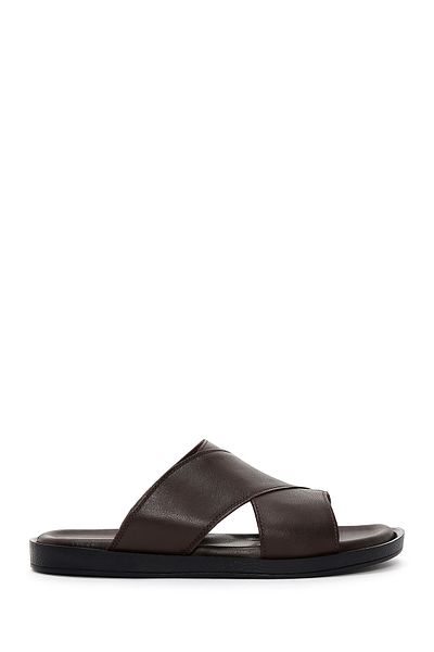 Derimod Men's Brown Leather Slippers - 24sfd6252ft