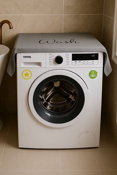 Hanles Gray Wash Embroidered Washing Machine Cover Bathroom Decoration Protective Case