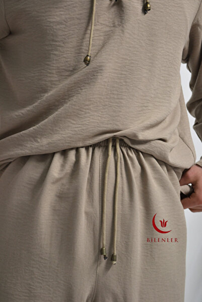 Bilenler Men's Suit for Hajj and Umrah - Elastic Trousers & Stand Collar Shirt