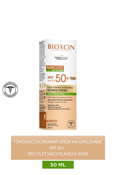 Bioxcin Sun Care Tónovaný opalovací krém pro pleť se sklonem k akné 50 Spf - Tónovaný, akné, suchý dotek, matný - 50 ml