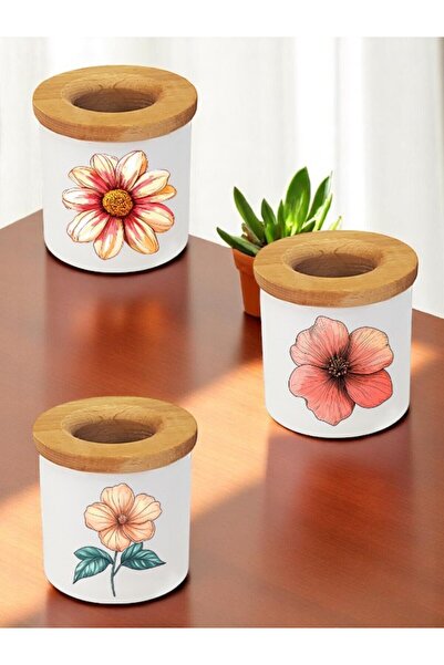 lili hediyelik Cutie de creion din ceramică pentru birou, cu capac din lemn i...