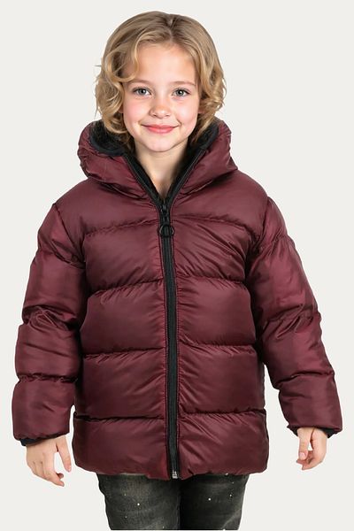 Riverstorm Girl's Burgundy Fleece Inside Furry Hooded Waterproof Wind Resistant Inflatable Winter Jacket Coat