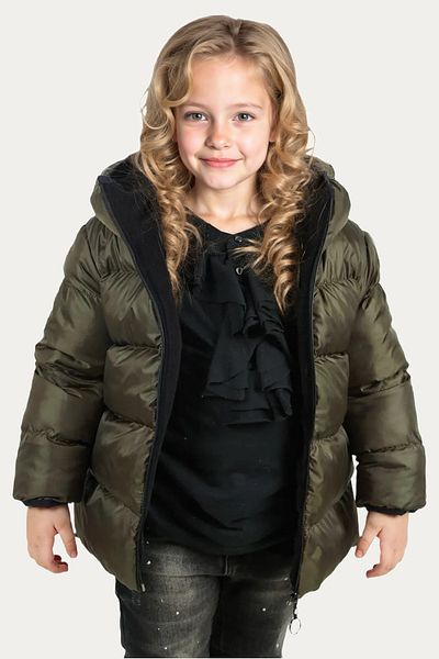 Riverstorm Girl's Khaki Fleece Hooded Waterproof Windproof Inflatable Winter Coat & Coat