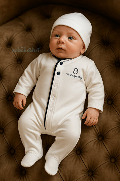 Evokids White Jumpsuit and Hat with Arabic