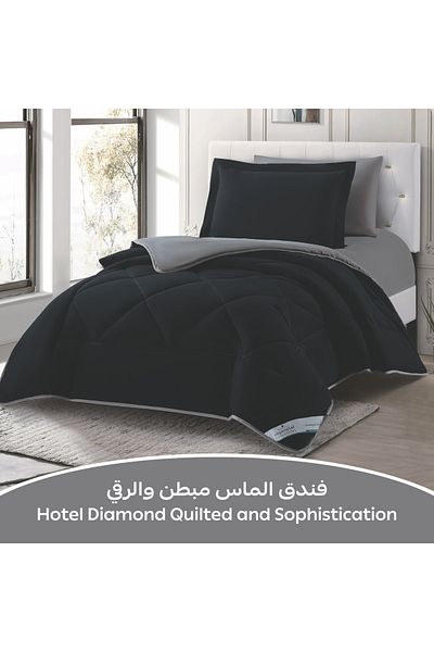 Donetella 4-piece Comforter Set – Single Size 170x230 Cm, Microfiber, Solid Quilted 350 Gsm Filling