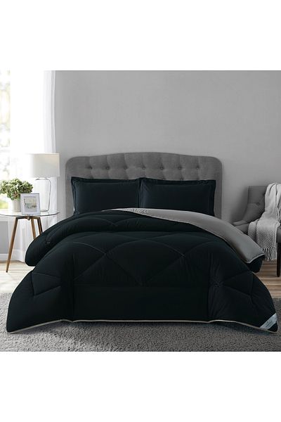 Donetella 3-Piece Comforter Set – King Size 260x240 cm, Microfiber, Solid Quilted 350 Gsm Filling