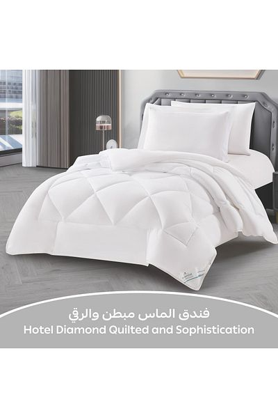 Donetella طقم لحاف من 4 قطع - مقاس مفرد 170×230 سم، مصنوع من الألياف الدقيقة، مبطن بحشوة 350 جرامًا للمتر المربع