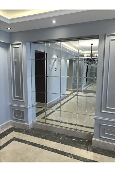 Şişecam Ayna galeri  geniş bizoteli kare parçalı duvar aynası