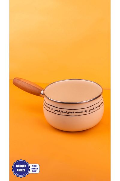 EMAYlab Mood 18cm (2.2 Liter) Enamel Boiling Pan with Wooden Handle