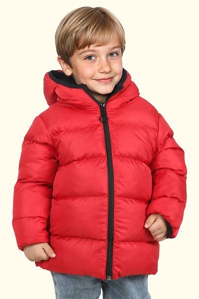 Riverstorm Boy's Red Inner Fleece Hooded Waterproof Wind Resistant Inflatable Winter Jacket & Coat