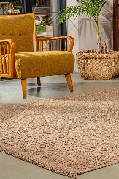 KREASYON HALI Bravvo BR003 Kahverengi Hav Toz Vermez Salon Mutfak Koridor Otu...