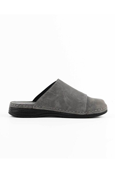 DR KLOMPA Men's Sabo - Gray Nubuck Slippers - Comfort Supported Structure Soft Sole Suitable for Daily Use