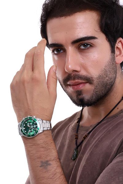 Güncel Vitrin Premium Edition Green&Silver Ipc Plated Men Wrist Watch