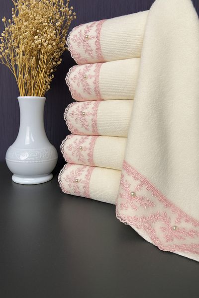 AYHANHOME Комплект от 6 кухненски кърпи 30x50, 100% памук, кадифе и дантела с връзки