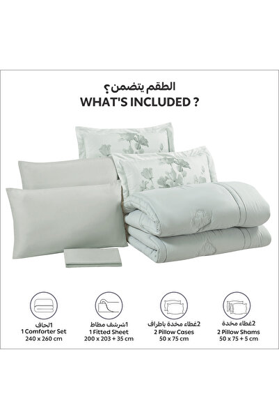 Donetella 6-Piece Comforter Set – King Size 260x240 cm, Microfiber, Digital Quilted 350 Gsm Filling