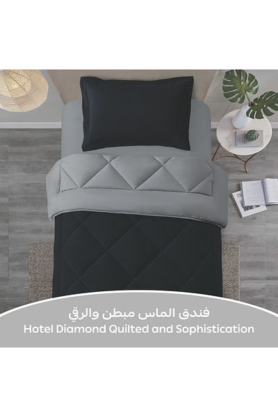 Donetella 2-Piece Comforter Set – Single Size 170x230 cm, Microfiber, Solid Quilted 350 Gsm Filling