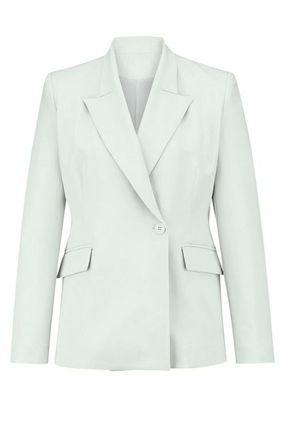 MONPAR Women's Double Breasted Padded Light Aqua Green Blazer Jacket
