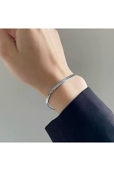 Siya Silver سوار سلسلة إيطالي من الفولاذ المقاوم للصدأ - 18 5 سم / 4 ملم
