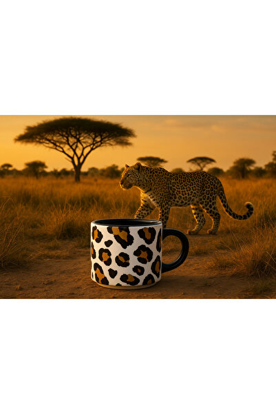 ca kay bu Leopar  Baskılı Nescafe  Kupa