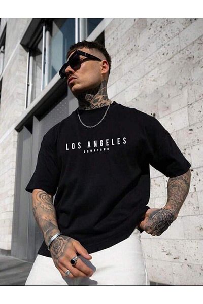 VBSVİBES oversize shape black t-shirt printed