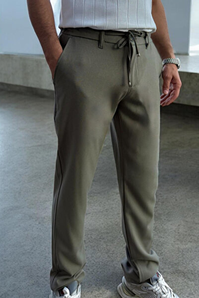 thesunfyre ΑΝΔΡΙΚΟ Παντελόνι με ελαστική μέση, κορδόνια και άνετη εφαρμογή από ύφασμα με πλαϊνές τσέπες
