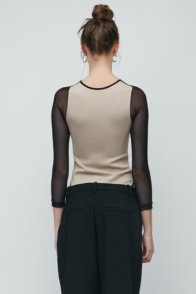 C&City Μακρυμάνικο Φανταστικό Κορμάκι 9153 Mink από τούλι