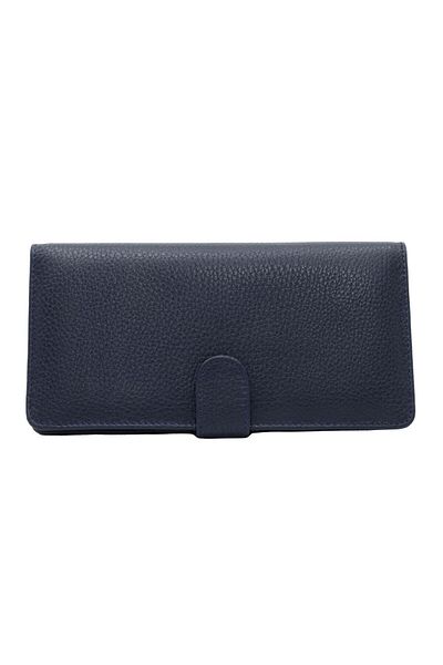 Meskanto Twist Genuine Leather Floater Navy Blue Wallet with Phone Compartment