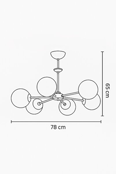 İstanbul Avize Nisa 6'lı Eskitme Sarı Glop Camlı Avize