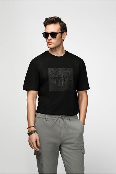 Kiğılı Crew Neck Regular Fit Cotton Printed T-Shirt
