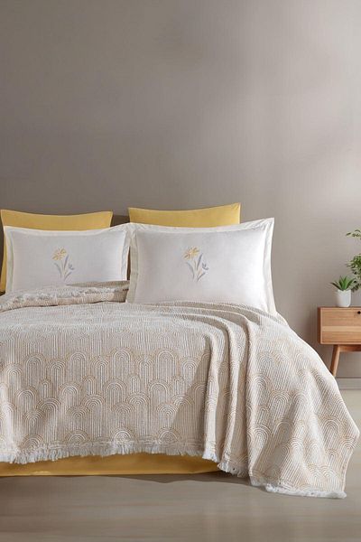 Elart Sunrise Mustard Single 4 Piece Blanket Set