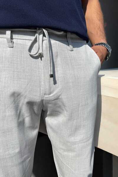 thesunfyre Men's Side Pockets Elastic Waist Lace-Up Comfortable Fit Fabric Relaxed Pants