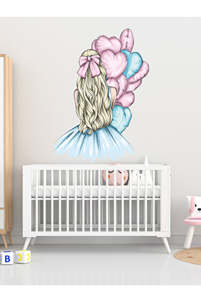 MAARS Sevgililer Günü Pembe, Mavi Balonlu Kız Cam, Duvar Sticker