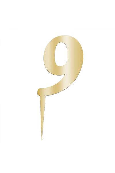 Pastaland Numărul 9 din plexiglas cu oglindă auriu