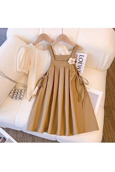 H&Z KİDS Girl's Gabardine Dress and Shirt Trend Combination