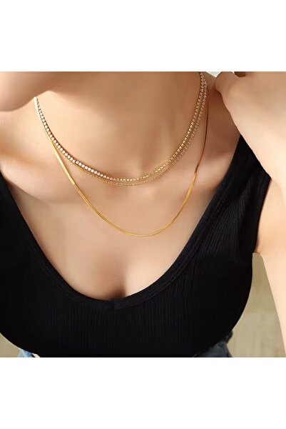 Siya Silver Su Yolu İtalyan Zincirli  3'lü Çelik Kolye