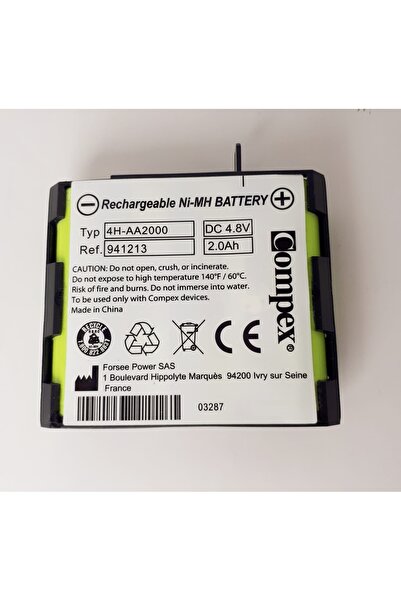 Compex BATARYA 2.0 Ah 4.8V - 1 Pakette 4 Adet Soketli Kablolu Elektrot HEDİYE