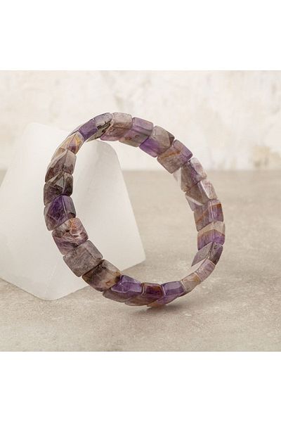 OSMANLI DOĞAL TAŞ Amethyst Natural Stone Square Cut Wide Cut Bracelet