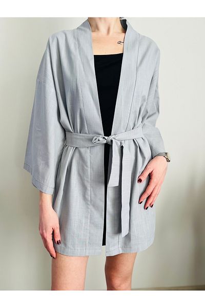 VOL Front Tie Kimono with Belt, Cardigan