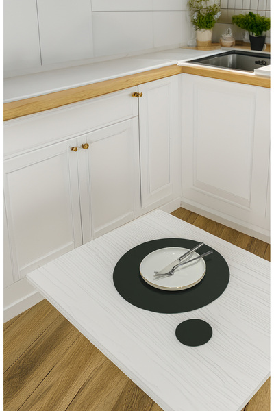 ASDİVA Elips Suni Deri Yuvarlak Kesim Amerikan Servis Supla 2 Kişilik 4 Parça...